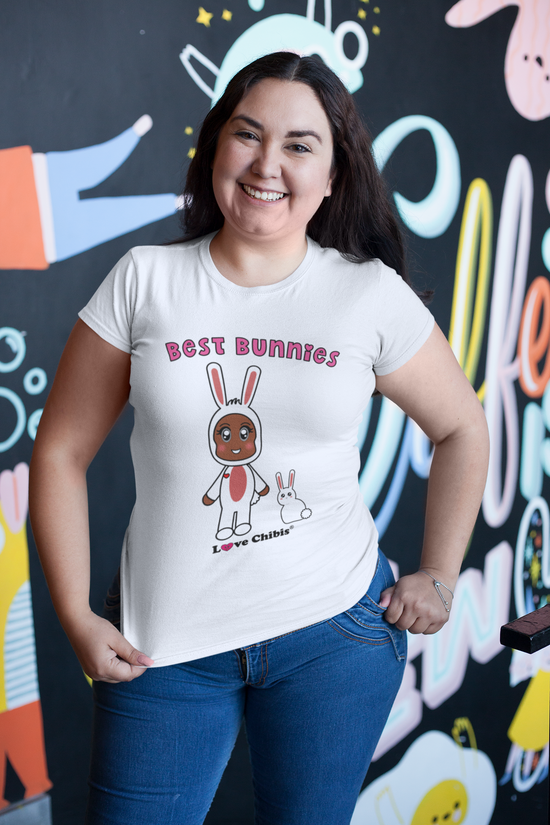 Love Chibis® Best Bunnies Adult Unisex Short Sleeved T-Shirt