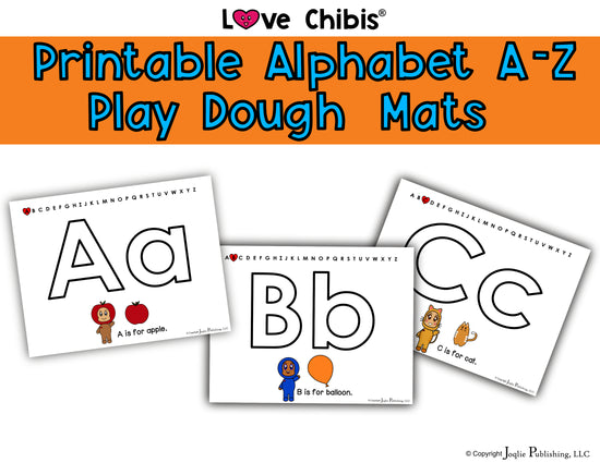 Love Chibis Printable Alphabet A-Z Ply Dough Mats
