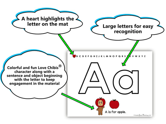 Load image into Gallery viewer, Description of Love Chibis Printable Alphabet A-Z play dough mats
