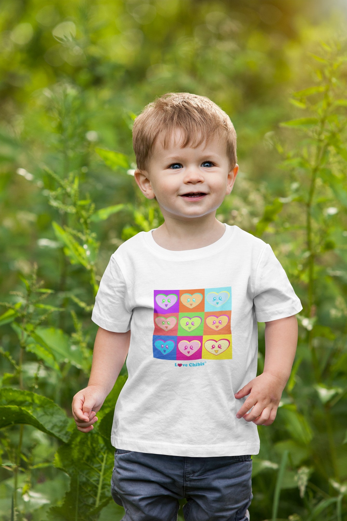 Toddler in white Love Chibis Heart Mosaic t-shirt