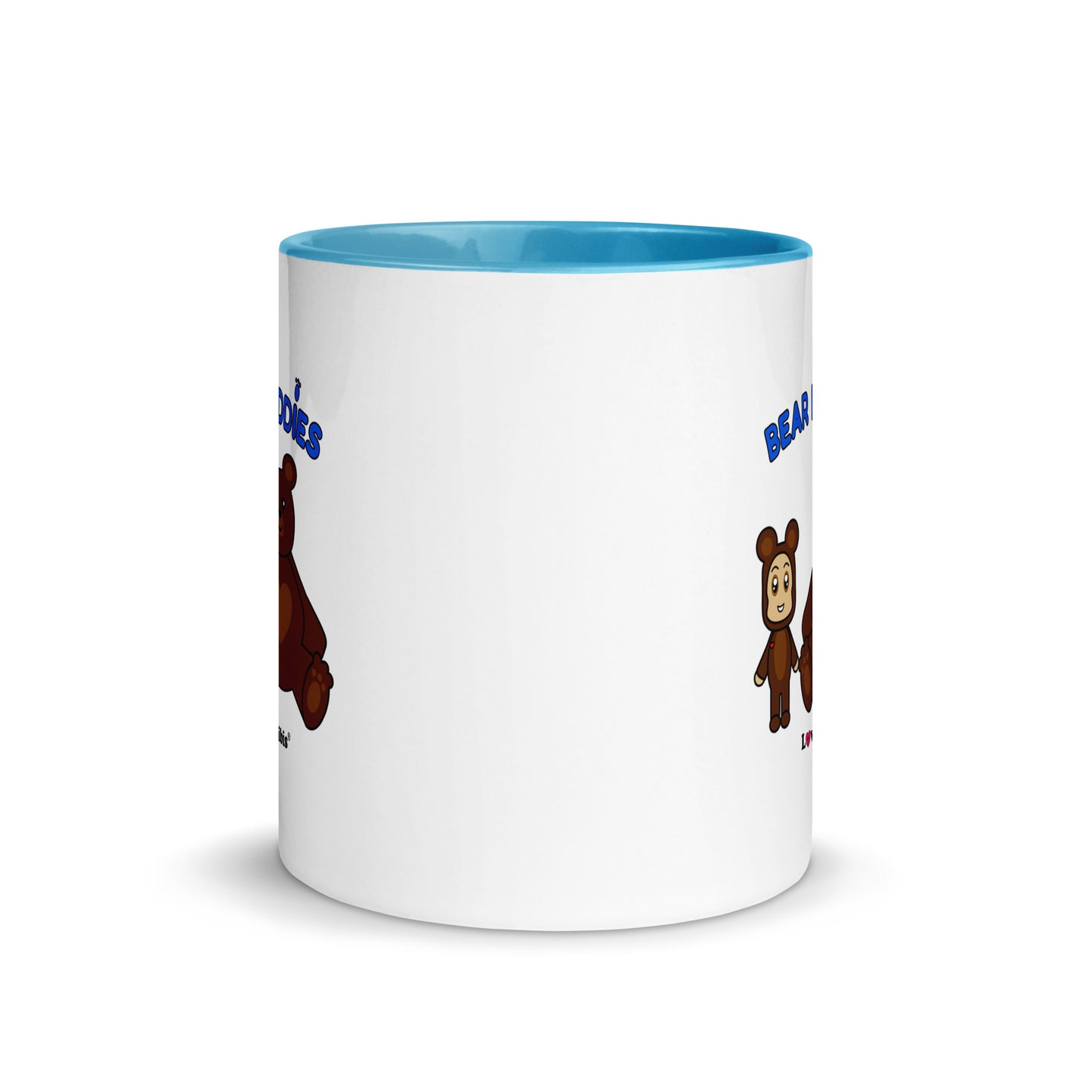 Love Chibis Bear Buddies white ceramic mug with blue color inside and blue handle 11 oz