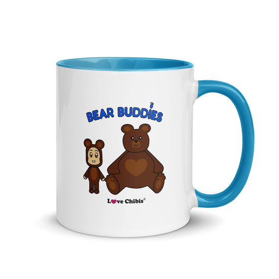 Love Chibis Bear Buddies white ceramic mug with blue color inside and blue handle 11 oz